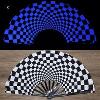 Kung Fu Fan Uv Ink Printing Fluorescent Fan Bamboo Bone Folding Fan For Festival Foldable Fan Music Festival Fan blue