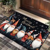 Christmas Rug - Non-Slip Absorbent Doormat for Holiday Decor, Indoor Entrance, Living Room, Bathroom Santa Bath Mat • 40x60cm (16x24in) gray