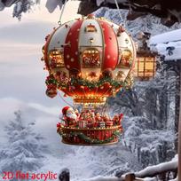 Balloon Christmas Day Ornaments 2D Flat Acrylic Hot Air Balloon Glass Ornament For Christmas Day Big Decoration IntéRieur 15.5cm brown