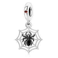 925 Silver Bat Witch Pumpkin Scream Skull  Spider Moon Bead Fit  Pan Charms Bracelet For Making Women Halloween Berloque white