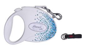 Automatinis pavadėlis Flexi Glam Splash Ocean su Swarovskio kristalais M, 5 m, baltas
