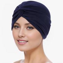 1pcs Stretch Turbans Head Women Cap Cover Twisted Pleated Headwrap Assorted Colors Hair Cover Beanie Hats for Women Girls tamsiai mėlyna