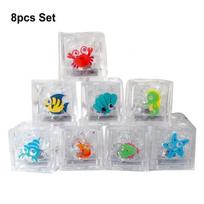 8PCS Cartoon Marine Animal Luminous Ice Cube Bath Toy LED Colorful Luminous Toy Touch Sensitive Luminous Toy gray
