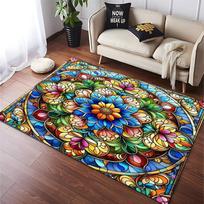 15 Size Mandala Flowers 3D Printed Carpet Rugs Living Room Bedroom Bedside Bathroom Home Decor Floor Mat Kids Room Non-slip Mat 40x60cm (16x24in) blue