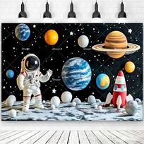 Astronautas, Raketa, Planeta, Astronautas, Papuošalai vaikams, Šventės reikmenys, Kūdikio fotografijos aksesuarai, Dovanos 150x100cm gray