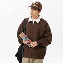 Stand-up Collar Jacket Loose Contrasting Color Hong Kong Style Jacket Spring New Japanese Retro Lapel Jacket Men's Trendy Casual Windproof XXXL black