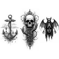 3pcs Temporary Tattoo Realistic Temporary Tattoos Eye In Ornament Deer Skull With Butterfly Gothic Skeleton With Wings For Men gray
