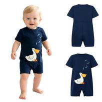 Kūdikių berniukų ir mergaičių specialiųjų poreikių kombinezonas su G-vamzdelio prieiga, trumpomis rankovėmis, su spaudėmis ties tarpkoju, mielas margintas rompers pritaikytiems drabužiams, kasdieniam naudojimui 12-18 Months tamsiai mėlyna spalva