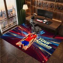 Lamine Yamal Custom Crystal Velvet Rug, Personalized Name Text Print, Football Logo Soft Non‑Slip Floor Mat Home Decor Gift 80cmx120cm