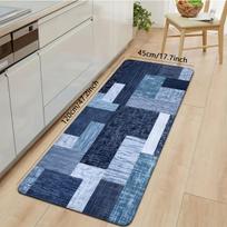 1Pcs Anti Fatigue Kitchen Rugs Blue White Retro Check Print Waterproof Non Slip Thick Cushioned Kitchen Mat Heavy Duty Comfort 50*80cm