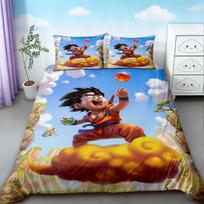 Kids Goku Duvet Cover Dragon Ball Bedding Set Soft and Comfortable for Bedroom Home Decor Queen King Size Boys Gifts 140*200cm/55x79in Single/Twin 3pcs gray