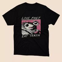 Unisex shirt Cotton Oversize Large Size Live Fast! Eat Trash! s  Black S gray