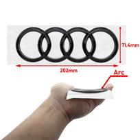 Car 285mm Hood Front Grill 202mm Rear Trunk Emblem For AUDI A7 4Ring Logo ABS 2019-2024 Badge Sticker Quattro Sline A7 Accessory Audi black
