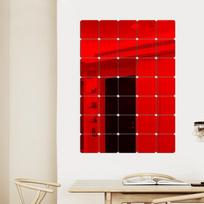 6 vnt/komplektas 3D suapvalinti kvadratiniai veidrodiniai sieniniai lipdukai „pasidaryk pats“ lipnūs akriliniai lipdukai, skirti namų vonios kambario dekoravimui 15x15 cm 6pcs 15x15cm raudona