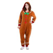 Xmas Party Hooded Jumpsuits For Kids Adult Gingerbread Man Cosplay Costume Adult,XL