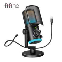 FIFINE žaidimų USB mikrofonas žaidimų pokalbių balansas triukšmo mažinimas RGB kondensatorius