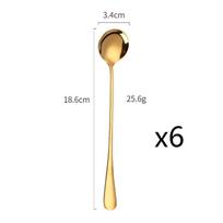 6Pcs Stainless Steel Coffee Tea Stir Spoon Long Handle Ice Cream Dessert Spoons Stainless Steel Tableware Set Kitchen Supplies blue
