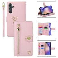Leather Zip Wallet Flip Phone Case For Samsung Galaxy S25 Ultra S24 Plus S23 S22 A56 A36 A26 A16 A55 A35 A15 RFID Strap Cover Galaxy S23+