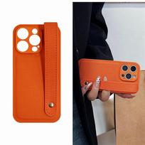 Prabangus riešo dirželio laikiklis Odinis dėklas iPhone 17 16 Pro Max 15 13 12 14 Plus Telefonui Objektyvo Apsauga Minkštas Silikoninis Smūgiams Atsparus Dangtelis For iPhone 12 Pro black