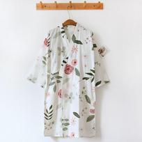 Moteriškas medvilninis kimono chalatas Laisvi namų drabužiai pižamos chalatai moterims įvairių spalvų margintas megztinis miegui Moteriškas chalatas M white