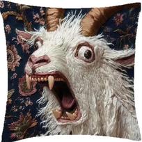 Screaming Goat Sofa Cushion Pillowcase Sofa Living Room Decoration Imitation Embroidery Short Plush Pet Themed Household Decoration 450*450mm white