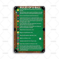 Juokingas biliardo klubo dekoras Metalinė skardinė lentelė Taisyklės Metalinės lentelės vyro urvui Namų meno sienos dekoras Plaketas Priedai 20x30cm（7.8x11.8inch） brown