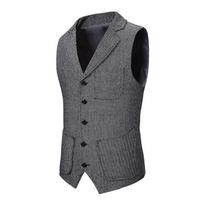 Herringbone Tweed liemenė vienaeilis atvartas liemenė vyriškas kostiumas švarkas Drabužiai plius dydis XXL tamsiai pilka spalva