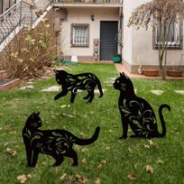 Elegant Metal Cat Decor Black Silhouette Stakes Outdoor Wall Art Modern Garden Sculpture Home Exterior C black