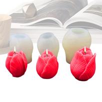 3pcs/set Tulips Silicone Candle Molds Mold Scented Candle Mould For Soap Resin Craft Plaster Ornament Chocolate Fondant Cake China Mainland white
