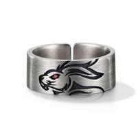 Adjustable Open Ring Men Women Vintage Rabbit Motif Plated Geometric Band Retro Stylish Jewelry Adjustable Open Band gray