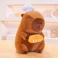 Cute Stuffed Capybara Plush Toy Holding Boba Tea Flower Capybara Plushies Cosplay Bread Dino Avocado Lovely Teddy Girl Gift 28-30cm brown