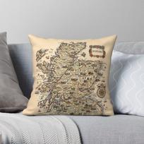 1927 Vintage Scotland Map Square Pillowcase Polyester Linen Velvet Printed Zip Decorative Sofa Seater Cushion Cover 45X45 30X30CM gray