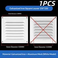 1/2Pcs 150/200/250Mm Metal Air Vent Grille Heating Cooling Vents Plate Exhaust Outlet Ventilation Cover White 150x150mm X1