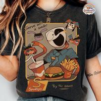 Digital Circus Spudsy's Shirt, TADC Gangle Jax Fast Food Graphic Shirt, Comfort Colors Retro Animation Gift, Circus Theme Anime Tshirts 2XL brown