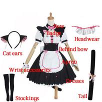 NEKOPARA Cosplay Chocola Vanilla Cosplay Tarnaitės Suknelė Moterims Mergaitėms Pilnas Rinkinys Mielas Lolita Helovino Šventės Apranga su Peruku L white