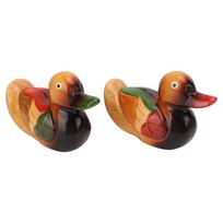 2pcs Color Lasting Mandarin Duck Statues Safe Paint Wood Wooden Duck Statues Hand Carved Hand Painted Duck Figurine black