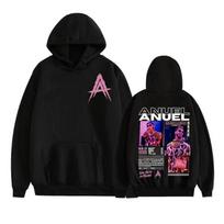 Reperis Anuel AA Real Hasta La Muerte 2026 Grafinis Džemperis Vyrams Moterims Mada Hip Hop Harajuku Megztinis Ilgomis Rankovėmis Palaidinė Viršutiniai Drabužiai S black