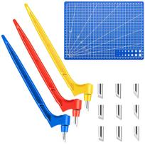 Craft Cutting Tools 360 Degree Rotating Gyro Cut Tool with Cutting Pen 15/30/45 Degree Blade Mat for DIY Craft Hobby Scrapbook Set blue