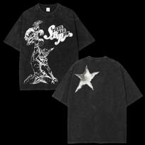 Distressed Oversized T-shirt JoJo’s Bizarre Adventure Gyro Zeppeli Steel Ball Washed Oversized T Shirt Men Women Short Sleeve Female Male Clothing M
