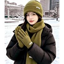 3 vnt. rinkinys Žieminė kepurė Šalikas Jutikliniai pirštinės Unisex Megztas Šiltas Beanie Kaklo mova Pirštinės Rinkinys Rudeniui Žiemai Lauko Kasdieniam dėvėjimui black