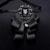 Hanbone Mens Formal Shirt With Multilayer Butterfly Bow Tie For Elegant Wedding Attire CourtBlackBlack black