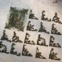 Pakuotė Vintažiniai Kampiniai Lipdukai Prancūzijos Teismo Stiliaus Lipnūs Tuščiaviduriai Nuotraukų Rėmeliai Lipdukai Koliažas Junk Journal Scrapbooking Medžiagos Lipdukai gray