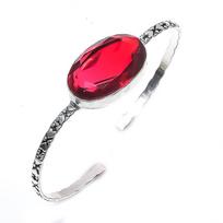 Granatas Brangakmenis 925 Sterlingas Sidabras Rankogalių Apyrankė Reguliuojama red
