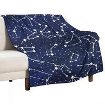 Vintage 1950s Inspired Outer Space Constellation Star Map Throw Blanket Hairy Blankets Soft Big Blanket Weighted Blanket 40x50in white