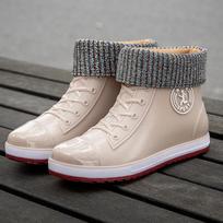 Moterų lietaus batai Madingi Šilti Medvilniniai Guminiai Batai Ankle Lietaus Batai Moterims Vandeniui Atsparūs Sodo Apsauginiai Batai Botas Lluvia Mujer 39 white