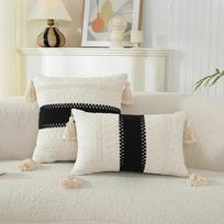 Bohemian Fringed Pillowcase Sofa Decorative Seat Cushion Car Waist Pillowcase Home Improvement Seat Cushion Cover 45X45 30X50 CM 30X50cm white