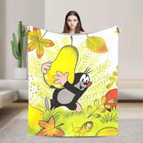 Šilta antklodė kelionėms Mažasis kurmis Animacinis pledas Flanelinis patiesalas laukui Purus sofos-lovos uždangalas 75x90cm yellow