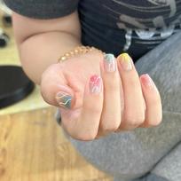 ins dopamine cat's eye hand-painted lines nail film short white pure hand-worn nail hand-made nail art fake nails L beige