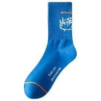 Men's Autumn-Winter Pure Cotton Odor-Absorbing Sweat-Wicking Mid-Calf Sports Socks for Boys and Teens One Size mėlyna