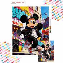 Disney diamond painting handmade diy mosaic Mickey Mouse skateboard street style rhinestone kit home decoration gift Round 20x30cm blue